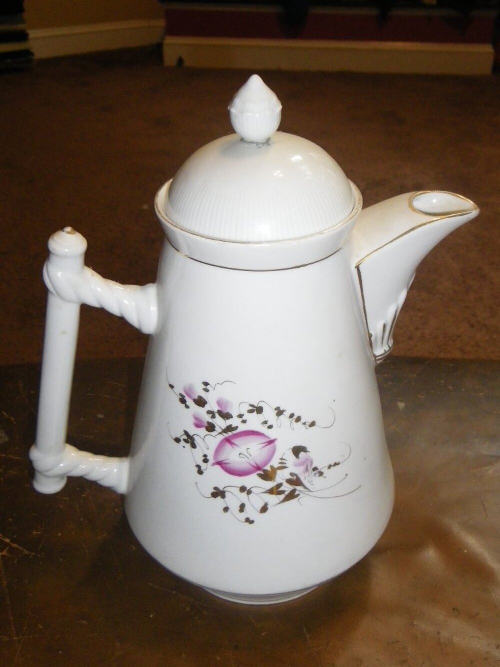 Vintage Large Ceramic Coffee / Tea Pot w/ Floral Design